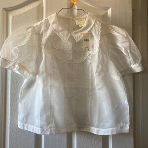 Maeve by Anthropologie Cropped Sheer Mesh White Blouse Size Large NWT